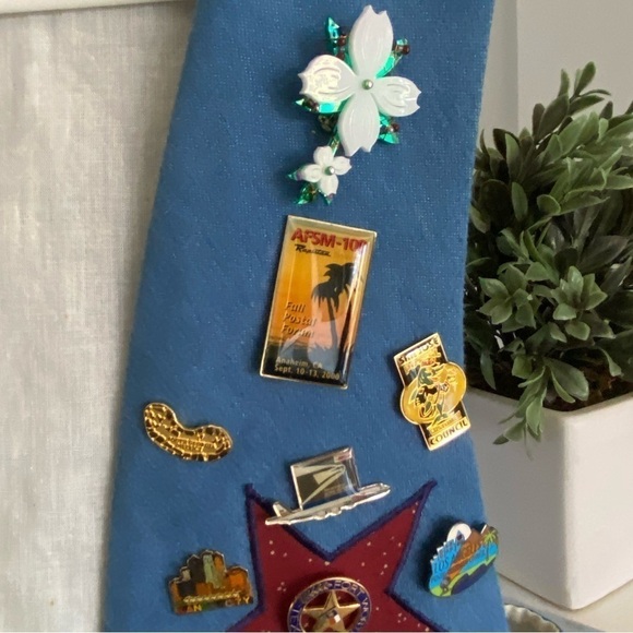 UNIQUE VINTAGE denim Postal Service Vest with Tons of Pins- large - Picture 10 of 11